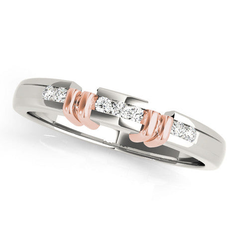 Rose gold Channel Set Round Diamond Half-Eternity Band with Bar Prong Setting
