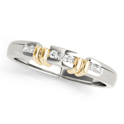 Yellow gold Channel Set Round Diamond Half-Eternity Band with Bar Prong Setting