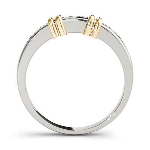 Yellow gold Channel Set Round Diamond Half-Eternity Band with Bar Prong Setting