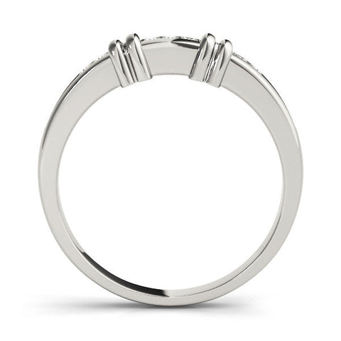 White gold Channel Set Round Diamond Half-Eternity Band with Bar Prong Setting