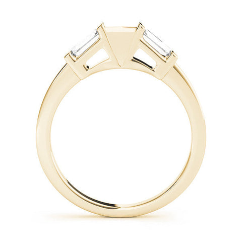 Yellow gold Channel Set Baguette Diamond Flat Band with Bar Prong Setting