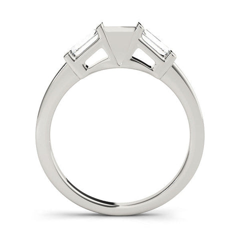 White gold Channel Set Baguette Diamond Flat Band with Bar Prong Setting
