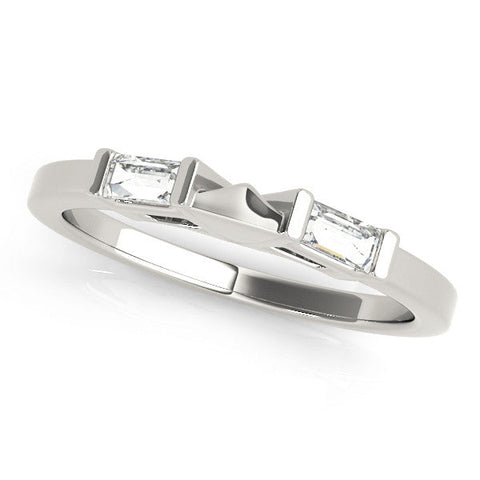 White gold Channel Set Baguette Diamond Flat Band with Bar Prong Setting