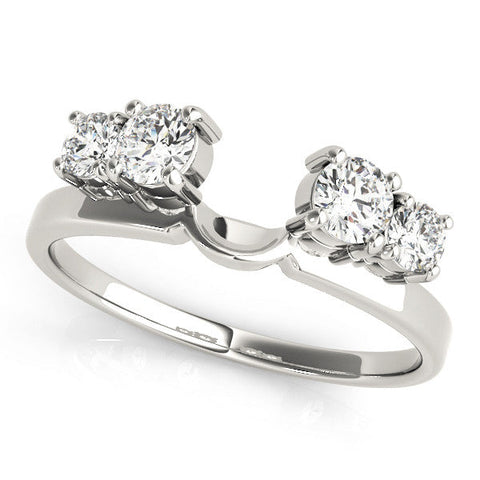 White gold Four-Stone Round Diamond Open Band with Prong Setting