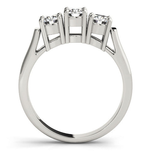 Platinum Three-Stone Round Diamond Channel Band with Prong Setting