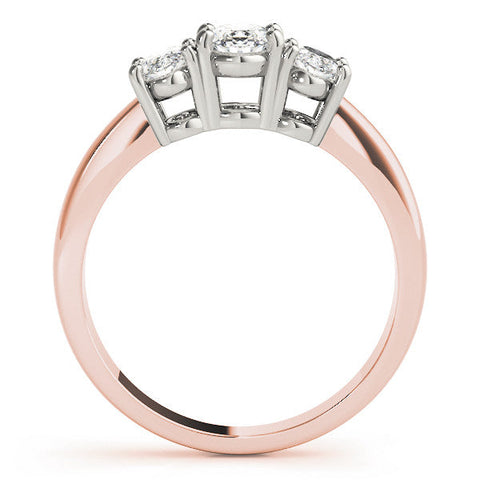 Rose gold Oval Three-Stone Diamond Ring with Solitaire Band and Four-Prong Setting
