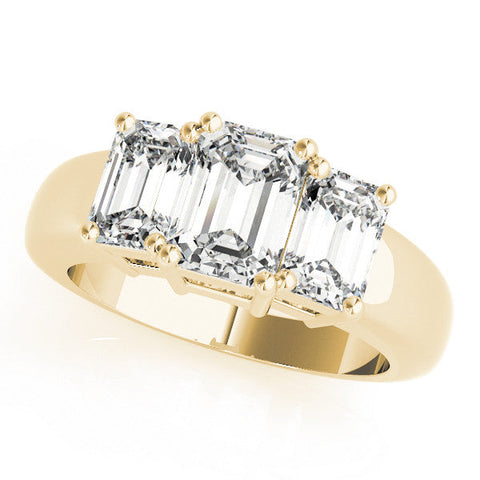 Yellow gold Four-Stone Cushion Cut Diamond Ring with Prong Setting on a White Gold Band