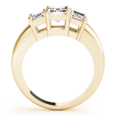 Yellow gold Four-Stone Round Cut Diamond Ring with Prong Setting on a White Gold Band
