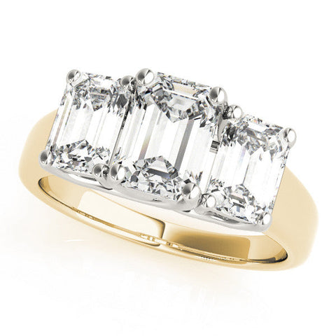 Yellow gold Three-Stone Heart Cut Diamond Ring with Prong Setting and Classic Band