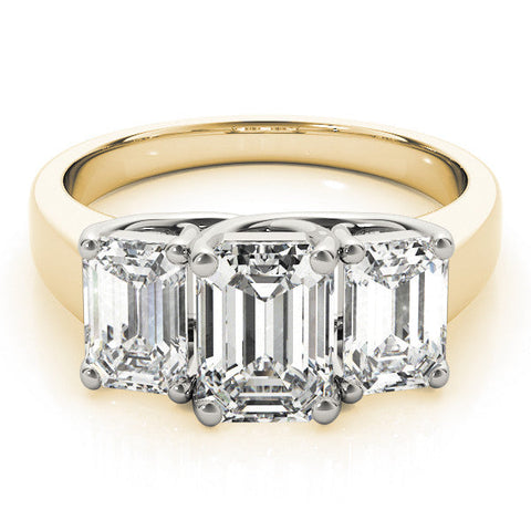 Yellow gold Three-Stone Heart Cut Diamond Ring with Prong Setting and Classic Band