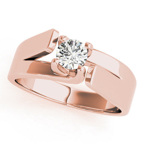Rose gold Modern Tension Set Pear Solitaire Wide Band Ring