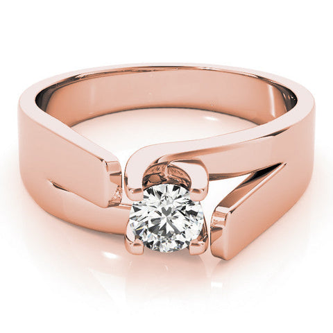 Rose gold Modern Tension Set Oval Solitaire Wide Band Ring