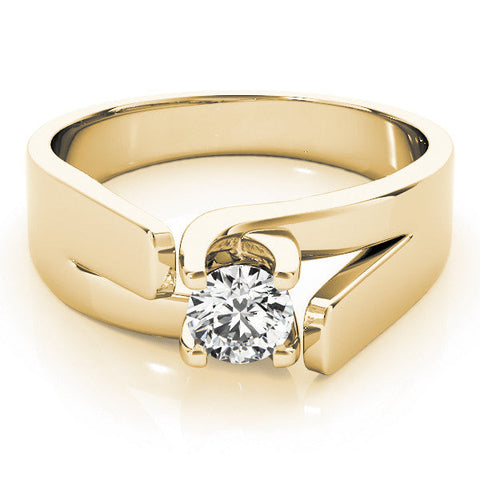 Yellow gold Modern Tension Set Marquise Solitaire Wide Band Ring