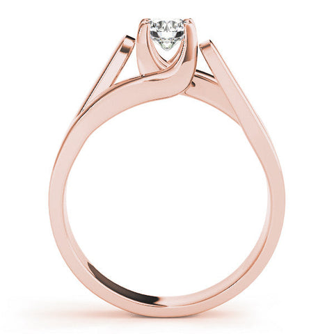Rose gold Modern Tension Set Round Solitaire Wide Band Ring