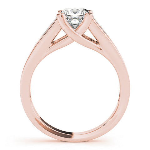 Rose gold Marquise Cut Channel Set Solitaire Ring with Four-Prong Setting