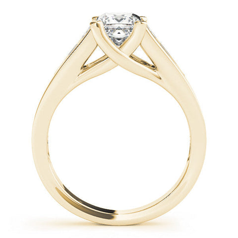 Yellow gold Radiant Cut Channel Set Solitaire Ring with Four-Prong Setting