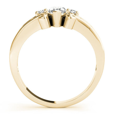 Yellow gold Marquise Solitaire Twisted Band Scroll Prong Ring