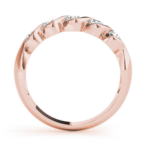 Rose gold Round Diamond Wave Band with Channel Setting and Shared Prongs