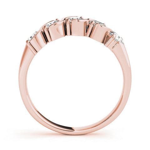 Rose gold Five-Stone Round Diamond Wave Band with Shared Prong Setting