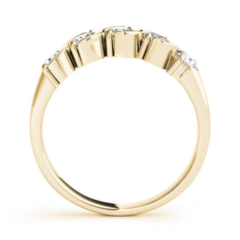 Yellow gold Five-Stone Round Diamond Wave Band with Shared Prong Setting