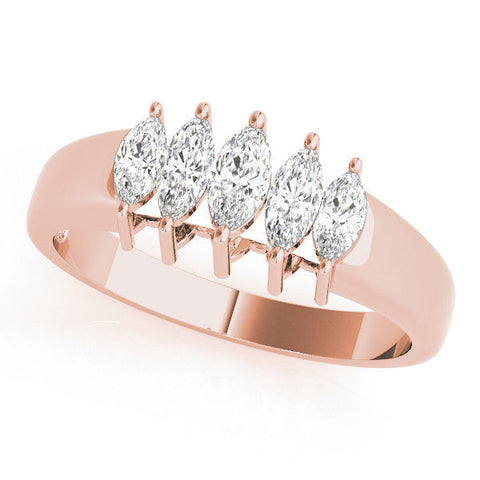 Rose gold Five-Stone Marquise Diamond Bar Set White Gold Band