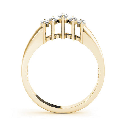 Yellow gold Five-Stone Marquise Diamond Bar Set White Gold Band