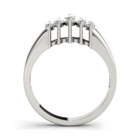 Silver Five-Stone Marquise Diamond Bar Set Silver Band