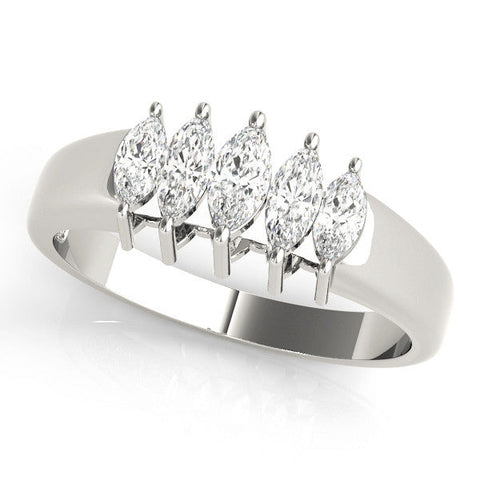 White gold Five-Stone Marquise Diamond Bar Set White Gold Band