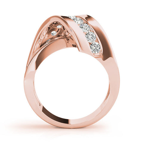 Rose gold Pavé Round Diamond Crossover Band with Channel Setting
