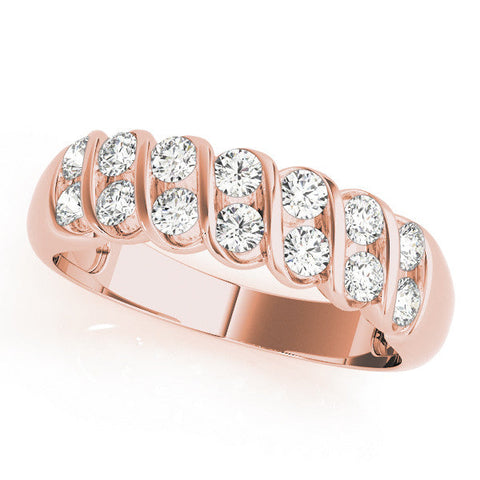 Rose gold Channel Set Round Diamond Multi-Row Band
