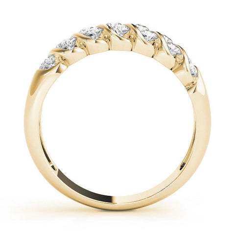 Yellow gold Channel Set Round Diamond Multi-Row Band