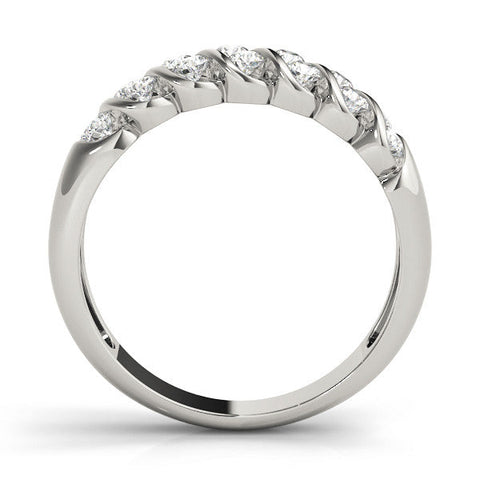 White gold Channel Set Round Diamond Multi-Row Band