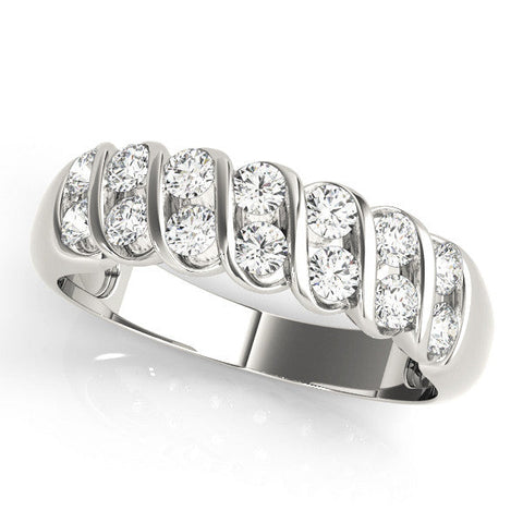 White gold Channel Set Round Diamond Multi-Row Band