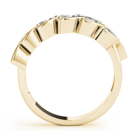 Yellow gold Marquise Diamond Wave Band with Channel Setting