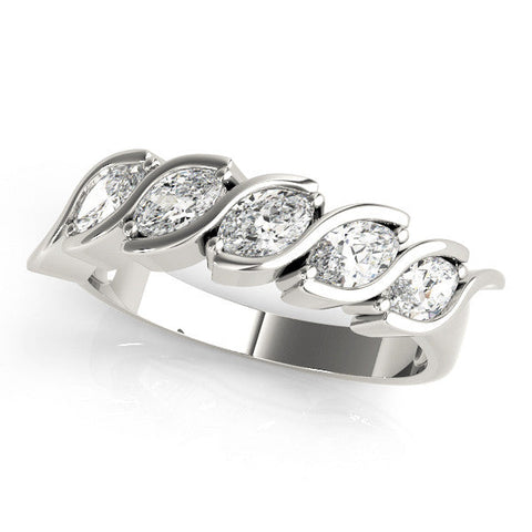 White gold Marquise Diamond Wave Band with Channel Setting