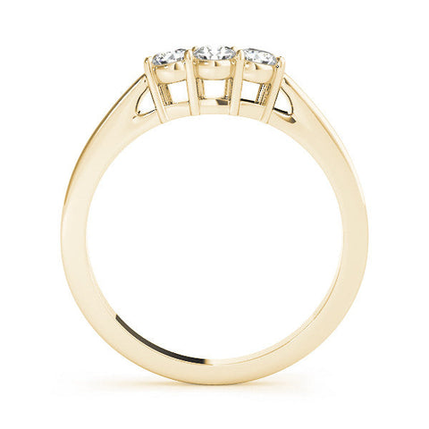 Yellow gold Three-Stone Round Diamond Tension Set Solitaire Band with Prong Setting