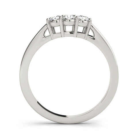 White gold Three-Stone Round Diamond Tension Set Solitaire Band with Prong Setting