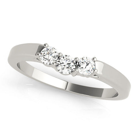 White gold Three-Stone Round Diamond Tension Set Solitaire Band with Prong Setting