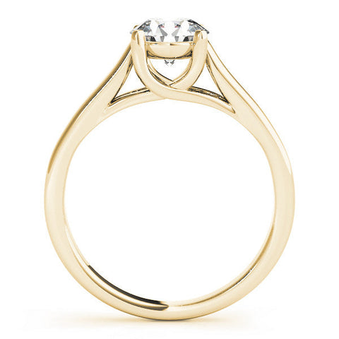 Yellow gold Round Solitaire Engagement Ring with Tapered Band and Four-Prong Setting