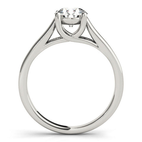 White gold Round Solitaire Engagement Ring with Tapered Band and Four-Prong Setting