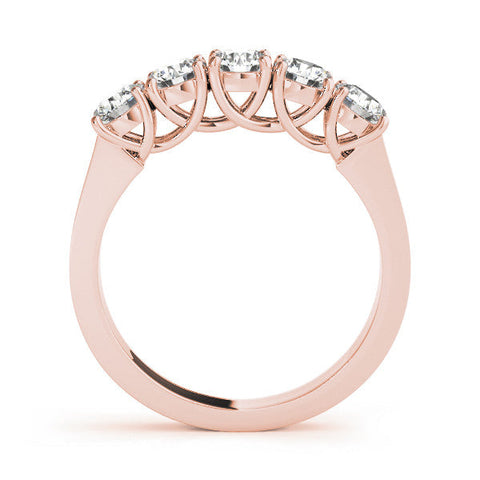 Rose gold Five-Stone Round Diamond Prong-Set White Gold Band