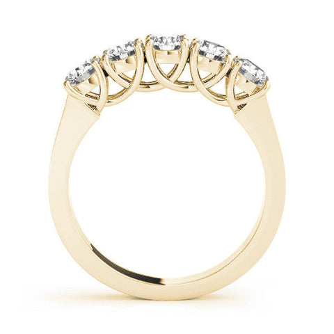 Yellow gold Five-Stone Round Diamond Prong-Set White Gold Band