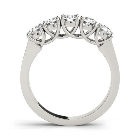 White gold Five-Stone Round Diamond Prong-Set White Gold Band
