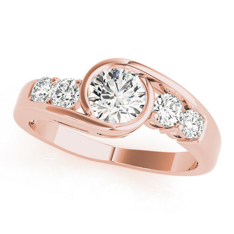 Rose gold Bezel Set Pear Diamond Split Shank Ring