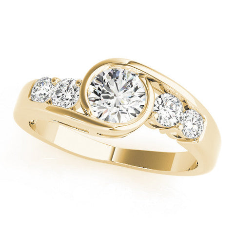 Yellow gold Bezel Set Oval Diamond Split Shank Ring