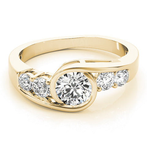 Yellow gold Bezel Set Oval Diamond Split Shank Ring