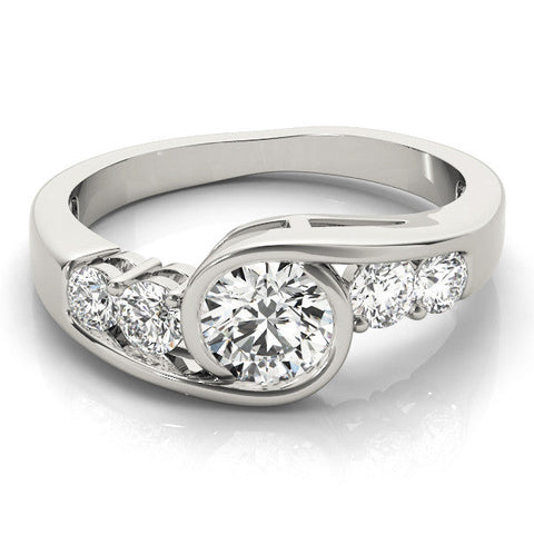 Platinum Bezel Set Pear Diamond Split Shank Ring