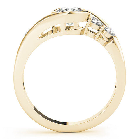 Yellow gold Bezel Set Pear Diamond Split Shank Ring