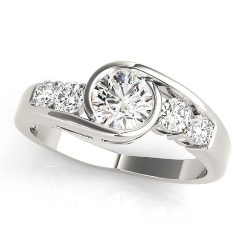 Platinum Bezel Set Marquise Diamond Split Shank Ring
