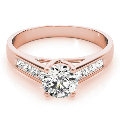 Rose gold Round Solitaire Channel-Set Diamond Engagement Ring with Four-Prong Setting